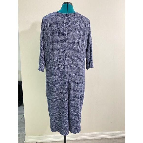 41 Hawthorn Aniya Jacquard Knit Soft & Comfortable Midi Dress Plaid Navy Size 2X - Picture 7 of 12